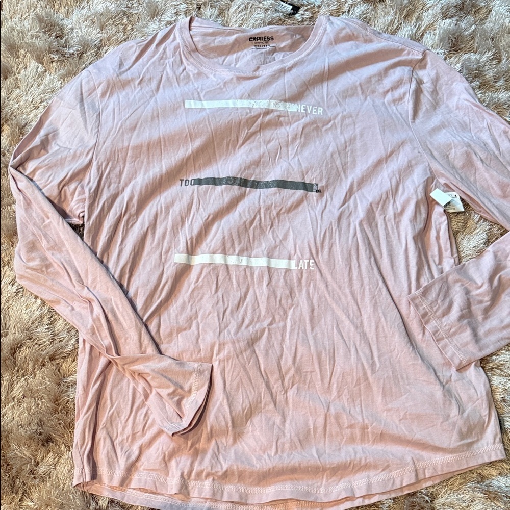 Express Men's Graphic Pink Long Sleeve Tee